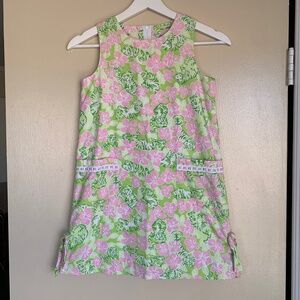 Lilly Pulitzer Tiger Floral Shift Dress Girls Sz.7 Tropical Travel Summer Dress